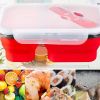 Lunch Box Bento Box Collapsible Silicone Lunchbox with Two Compartments BPA Free Heat Resistant Great for School Work Camping Hiking Food Storage