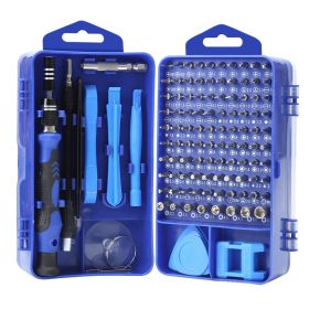 Screwdriver Set Multi-function Screwdriver Set Bit Head Watch Game Machine Disassembly Tool (Option: 117piece set blue)