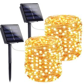 Outdoor Rain-proof Solar Copper Wire Lamp (Option: Yellow-22meters 200lamp)