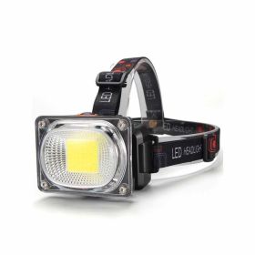 New Headlight Cob Floodlight Led Rechargeable Strong Light Super Bright Operation Work Auto Repair Night Fishing Lamp Head-Mounted Flashlight (Color: Black)