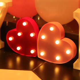 Luminous LED Letter Number Night Light English Alphabet Number Battery Lamp Romantic Wedding Christmas Party Decoration (Option: Remote control-Heart shaped pink)