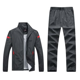 Spring And Autumn New Men'S Casual Sports Suit Middle-Aged And Elderly Running Sportswear Two-Piece Dad Outfit (Option: 2XL-Grey)