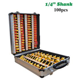 Handle 100pcs Set Woodworking Milling Cutter Engraving Electromechanical (Option: 100pcs set aluminum box)