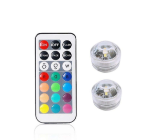 Remote control diving light 3CM diamond twist full color red green blue white warm white waterproof LED light (Option: 1 controller+2 lamp)