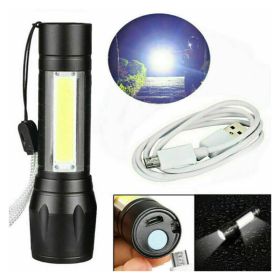 Mini Zoom Work Light Can Stretch LED Flashlight (Option: Black-USB)