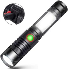 Outdoor mini zoom portable magnetic flashlight (Color: Black)