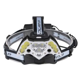 Rechargeable Cob Strong Headlight Outdoor Aluminum Alloy Camping Searchlight (Option: Black and white-usb)