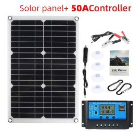 25W-180W 18V/12V Portable Solar Panel Waterproof USB Port Solar Power 5V Solar Battery Charger Outdoor Camping Phone Power Bank (Color: with 50A controller, Ships From: China)