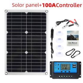 25W-180W 18V/12V Portable Solar Panel Waterproof USB Port Solar Power 5V Solar Battery Charger Outdoor Camping Phone Power Bank (Color: With 100A Controller, Ships From: China)