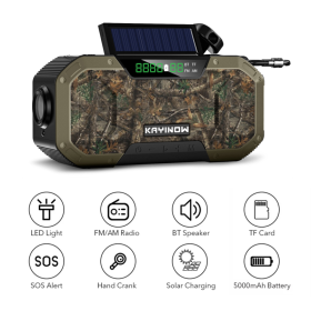 Solar Radio Hand Crank Emergency Flashlight Reading Light AM FM NOAA Phone Charger SOS Alarming Outdoor Survival Power Bank (Color: DF-5803, Ships From: China)