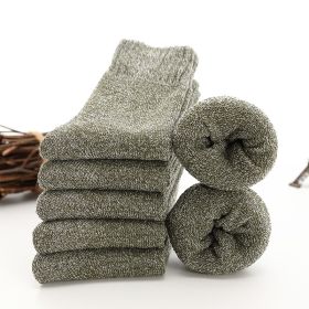 5 Pairs Thicken Wool Socks Men High Quality Towel Keep Warm Winter Socks Cotton Christmas Gift Socks For Man Thermal Size 38-45 (Color: 5 pair green, size: EUR 38-45(US 6-11))