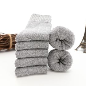 5 Pairs Thicken Wool Socks Men High Quality Towel Keep Warm Winter Socks Cotton Christmas Gift Socks For Man Thermal Size 38-45 (Color: 5 pair light grey, size: EUR 38-45(US 6-11))