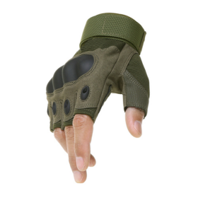 Tactical Hard Knuckle Fingerless Gloves For Hunting Shooting Airsoft Paintball (Color: Green, size: L)