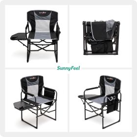 Camping Directors Chair, Heavy Duty,Oversized Portable Folding Chair with Side Table, Pocket for Beach, Fishing,Trip,Picnic,Lawn,Concert Outdoor Folda (Color: Black)