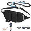 Hands Free Dog Leash with Waist Bag for Walking Small Medium Large Dogs;  Reflective Bungee Leash with Car Seatbelt Buckle and Dual Padded Handles;  A