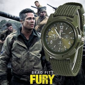 Men Army Watch Nylon Military Male Quartz Watches Fabric Canvas Strap Casual Cool (Color: Green)