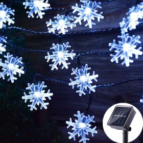 LED Solar Snowflake Light String Garden Christmas Tree Decoration (Option: White snowflakes-12meters 100lights with eigh)